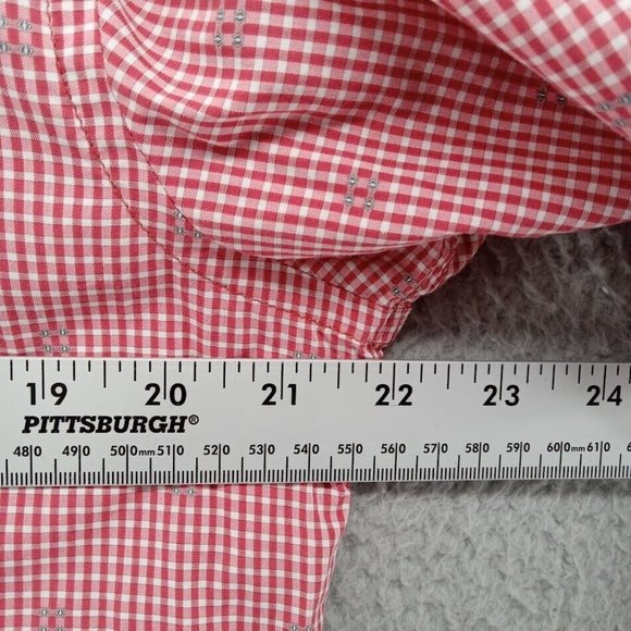Boss Hugo Boss Shirt Mens XL Red Gingham Check Geometric Slim Fit Orange Tag - Picture 6 of 9